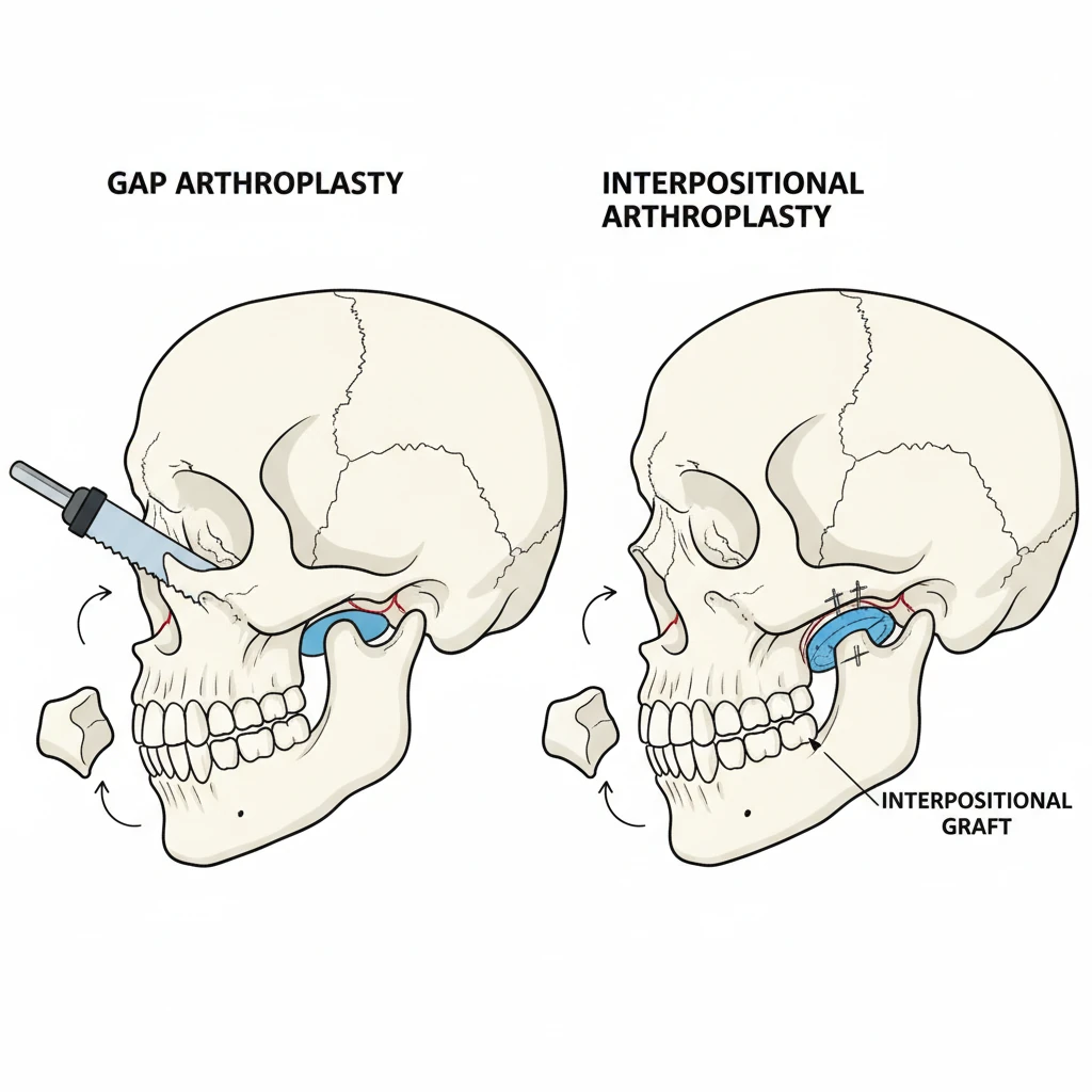 مقایسه تصویری Gap Arthroplasty و Interpositional Arthroplasty در جراحی انکیلوز مفصل فک