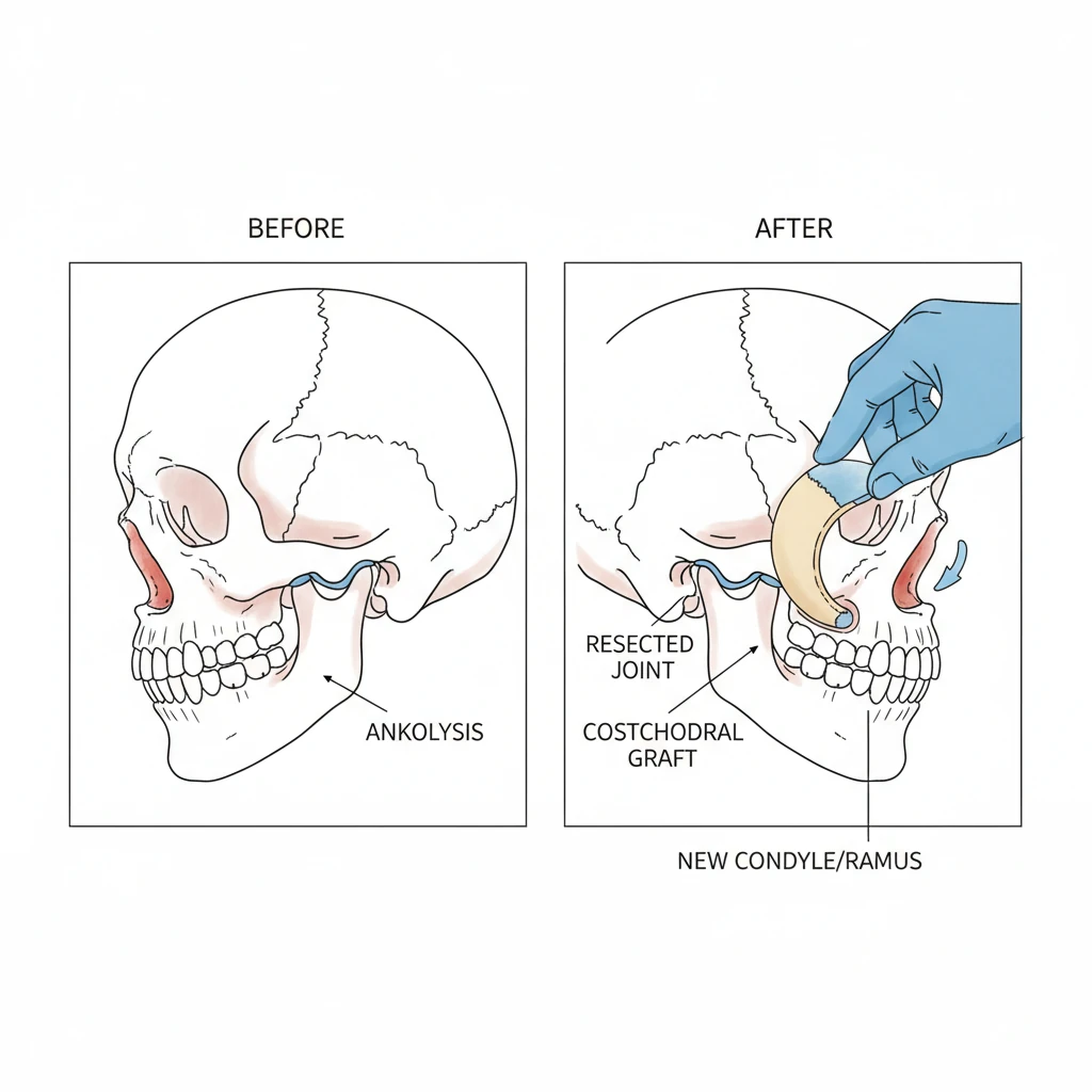 بازسازی مفصل گیجگاهی فکی با گرافت دنده‌ای–غضروفی پس از جراحی انکیلوز مفصل فک