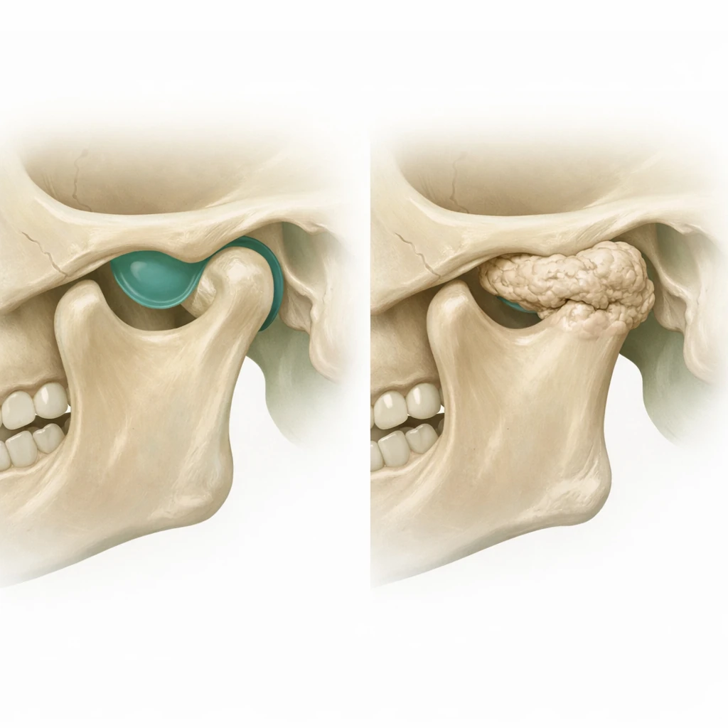 مقایسه مفصل گیجگاهی فکی سالم با انکیلوز مفصل فک (TMJ Ankylosis)