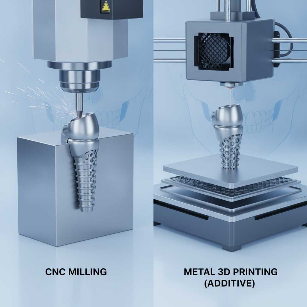مقایسه تکنولوژی ماشین‌کاری CNC و چاپ سه‌بعدی در ساخت ایمپلنت TMJ